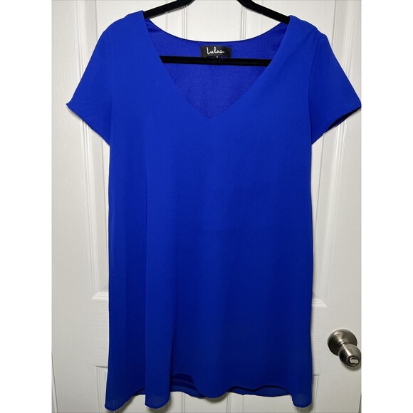 Lulus Short Sleeve Mini Shift Dress Size Small Royal Blue V-neck Classic - Picture 1 of 7